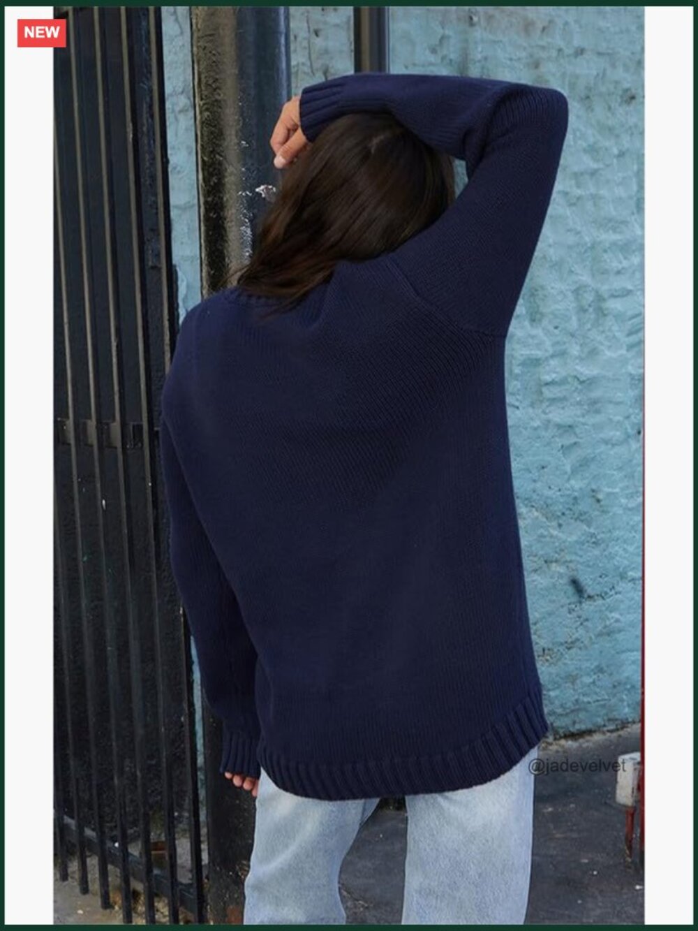 American Flag Crew Neck Sweater - Long Sleeve Loose Knit Pullover Top - Picture 7 of 7